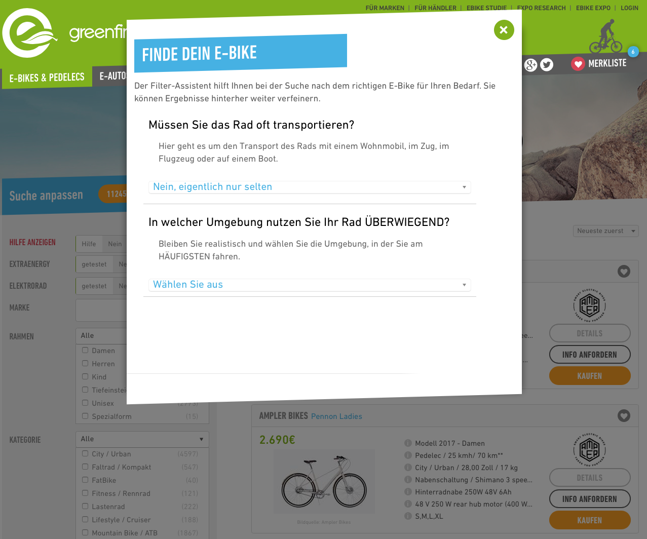 Der neue Filter Assistent von Greenfinder 